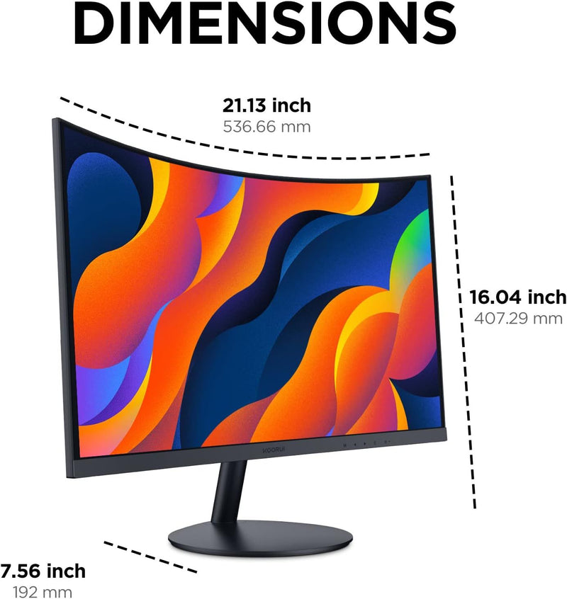 24-inch curved gaming monitor with dimensions