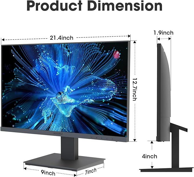 Showing dimensions of koorui monitors