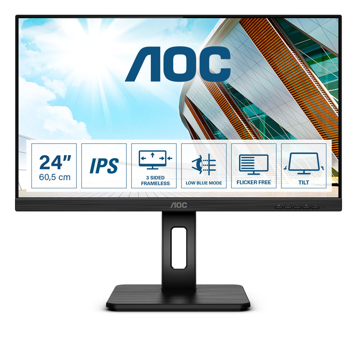 AOC P2 24P2Q 24" Full HD Monitor | 1920 x 1080 75Hz HDMI VGA DVI DP