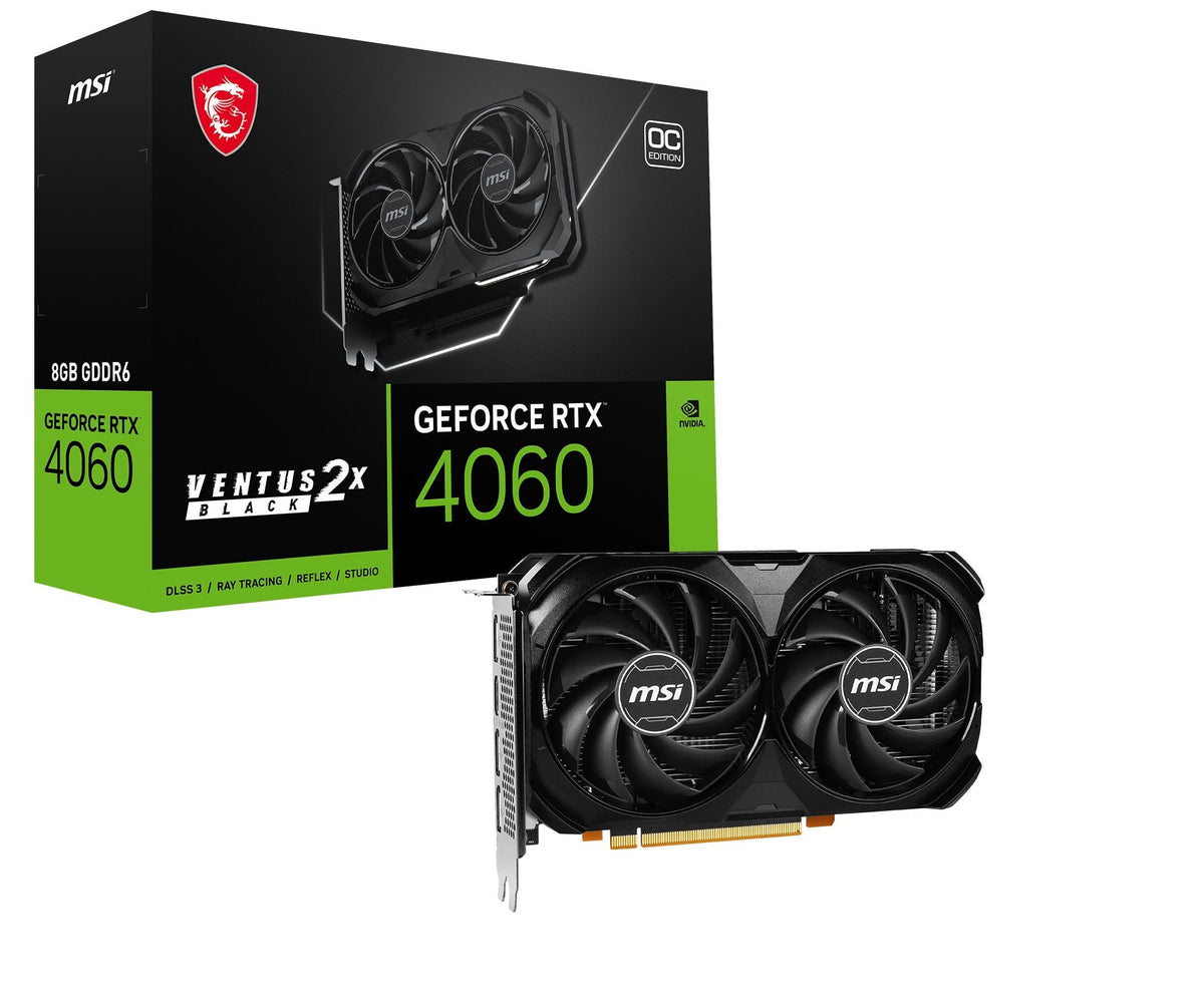 MSI GEFORCE RTX 4060 VENTUS 2X BLACK 8G OC graphics card NVIDIA 8 GB GDDR6